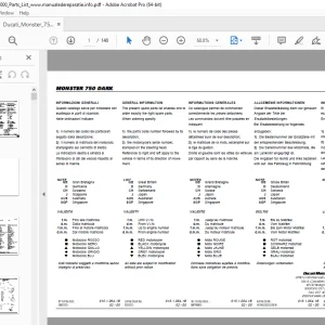 Ducati Monster 750 DARK 2000 Parts Manual PN 91510641B PDF