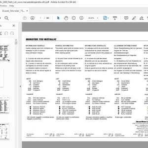 Ducati Monster 750 Metallic 2000 Parts Manual PN 91511061A PDF