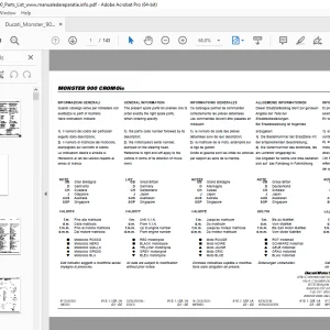Ducati Monster 900 CROMO 2000 Parts Manual PN 91511081A PDF