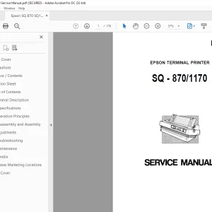 Epson SQ 870 SQ1170 Service Manual -  PDF DOWNLOAD