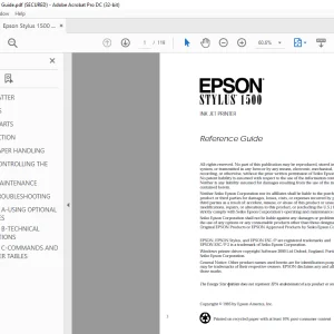 Epson Stylus 1500 Reference Guide Manual -  PDF DOWNLOAD