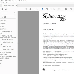 Epson Stylus 200 User's Guide Manual - PDF DOWNLOAD