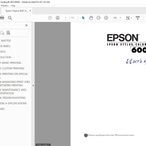 Epson Stylus 600 User's Guide Manual  - PDF DOWNLOAD