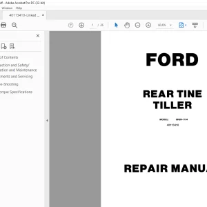 FORD 09GN-1134 REAR TINE TILLER REPAIR MANUAL 40113410 PDF