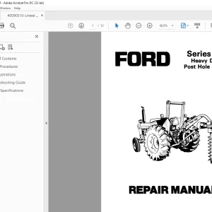 FORD Series 905 Heavy Duty Post Hole Digger Repair Manual PDF