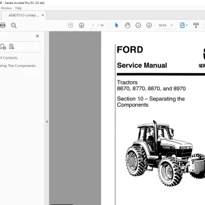 FORD Tractors 8670 8770 8870 & 8970 Service Manual - PDF DOWNLOAD