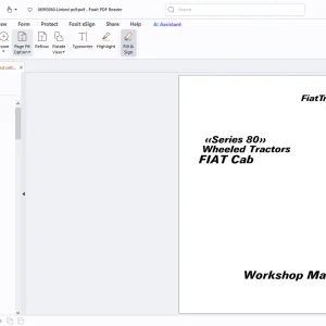 FiatTrattori Series 80 Wheeled Tractors Fiat Cab Workshop Manual - PDF