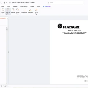 Fiatagri F100 F110 F120 F130 Turbo Model Tractors Workshop Manual PDF