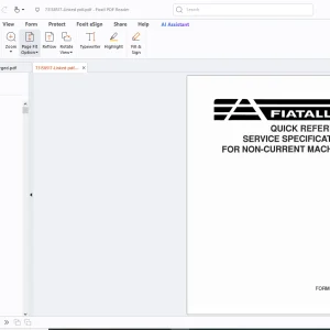 Fiatallis 545 Wheel Loader Quick Reference Service Specifications Service Manual - PDF