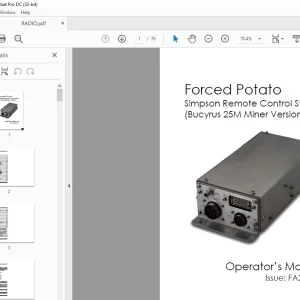 Forced Potato Simpson Remote Control System (Bucyrus 25M Miner Version) Operator’s Manual FA2101.C