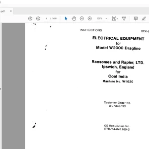 GE W2000 Dragline For Electrical Equipment Manual BI180864 PDF