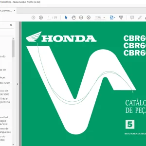Honda CBR600Fx.Y.1 CBR600F4x.Y.1 CBR600FS1 CATÁLOGO DE PEÇAS Manual
