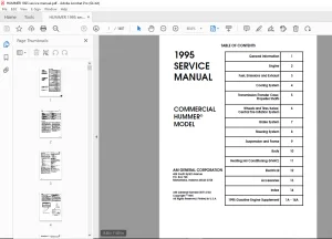 Hummer 1995 Commerical Hummer Model Service Manual - PDF