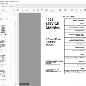 Hummer 1995 Commerical Hummer Model Service Manual - PDF