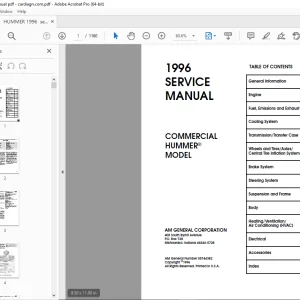 Hummer 1996 Commerical Hummer Model Service Manual - PDF