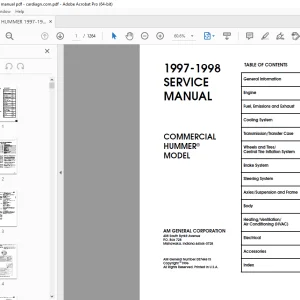 Hummer 1997-1998 Commerical Hummer Model Service Manual - PDF