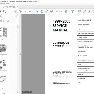 Hummer 1999-2000 Commerical Hummer Model Service Manual - PDF