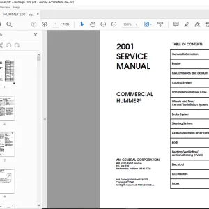 Hummer 2001 Commerical Hummer Model Service Manual - PDF