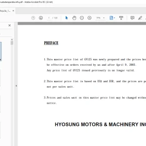 Hyosung Aquila 125 Parts MANUAL -  PDF DOWNLOAD
