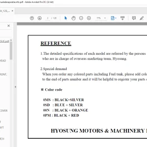 Hyosung GV 125 CAT Parts List Manual- PDF DOWNLOAD