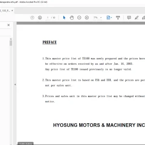 Hyosung TE100 Parts Manual - PDF DOWNLOAD