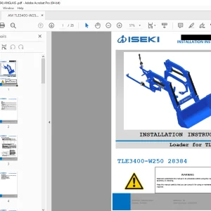 Iseki Loader TLE3400-W250 Installation Instruction Manual 28384 PDF