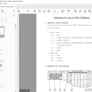 Iseki PC TK527 TK532 TK538 Tractor Parts Manual 1674-097-100-10 PDF