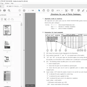 Iseki SGR17 SGR19 SGR22 Tractor Parts Manual (1705-097-100-20) PDF