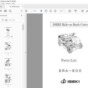 Iseki SRA-800 Ride-on Bush Cutter Parts Manual - PDF DOWNLOAD