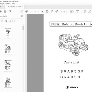 Iseki SRA950F SRA950 Ride-on Bush Cutter Parts Manual PDF