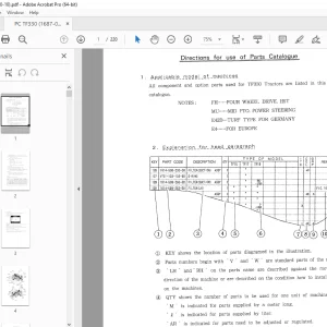 Iseki TF330 Tractor Parts Manual (1687-097-100-10) PDF