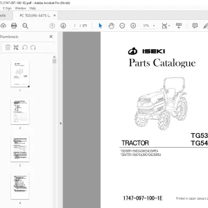 Iseki TG5395 TG5475 Tractor Parts Manual (1747-097-100-1E) - PDF DOWNLOAD