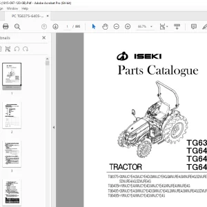 Iseki TG6375 TG6405H TG6495 TG6495H Tractor Parts Manual (1815-097-120-0B) PDF