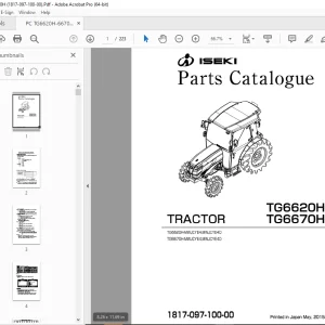 Iseki TG6620H TG6670H Tractor Parts Manual (1817-097-100-00) PDF