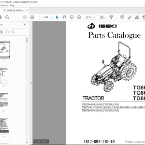 Iseki TG6625H TG6675 TG6675H Tractor Parts Manual (1817-097-110-10) PDF