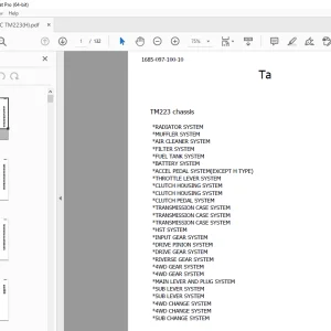 Iseki TM223 Chassis Parts Manual 1685-097-100-10 - PDF DOWNLOAD