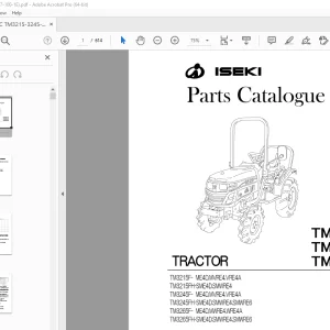 Iseki TM3215, TM3245, TM3265 Tractor Parts Manual 1774-097-100-1E PDF