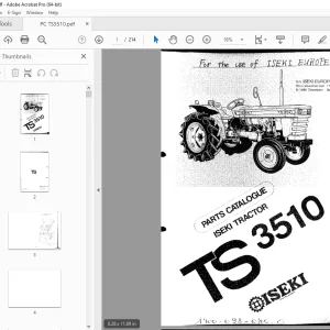 Iseki TS3510 Tractor Parts Manual 1400-098-0100-0 - PDF DOWNLOAD