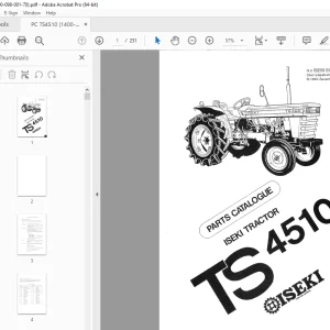 Iseki TS4510 Tractor Parts Manual 1400-098-001-70 - PDF DOWNLOAD