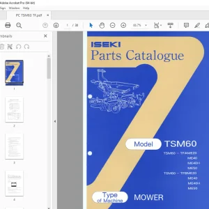 Iseki TSM60 TFAME20 ME40 ME40H ME50 TFBME20 Mower Parts Manual PDF