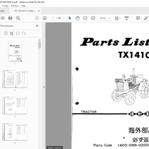 Iseki TX1410 Tractor Parts Manual 1400-099-0200-0 - PDF DOWNLOAD