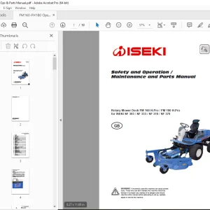 Isekit Rotary Mower Deck FM 160 H-Pro FM 180 H-Pro for ISEKI SF 303 SF 333 SF 310 SF 370 Parts Manual PDF