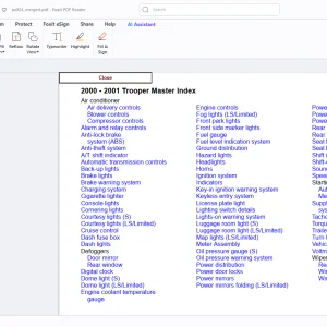 Isuzu 2000-2001 Trooper Electrical Troubleshooting Wiring Diagram Manual - PDF