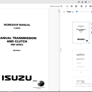 Isuzu N-Series Manual Transmission & Clutch Workshop Manual MBP Series - PDF