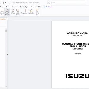 Isuzu NHR NKR NPR MSB Series Transmission & Clutch Workshop Manual - PDF