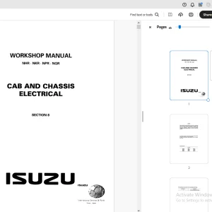 Isuzu NHR NKR NPR NQR CAB & CHASSIS ELECTRICAL Workshop Manual LGCEL-WE-9981LH - PDF
