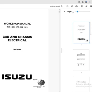 Isuzu NHR NKR NPR NQR NPS CAB & CHASSIS ELECTRICAL Workshop Manual - PDF
