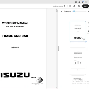 Isuzu NHR NKR NPR NQR NPS Frame & Cab Workshop Manual LGFRM-WE-461 - PDF