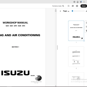 Isuzu NHR NKR NPR NQR NPS Heating & Air Conditioning Workshop Manual - PDF