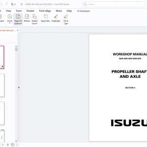 Isuzu NHR NKR NPR NQR NPS Propeller Shaft & Axle Workshop Manual - PDF